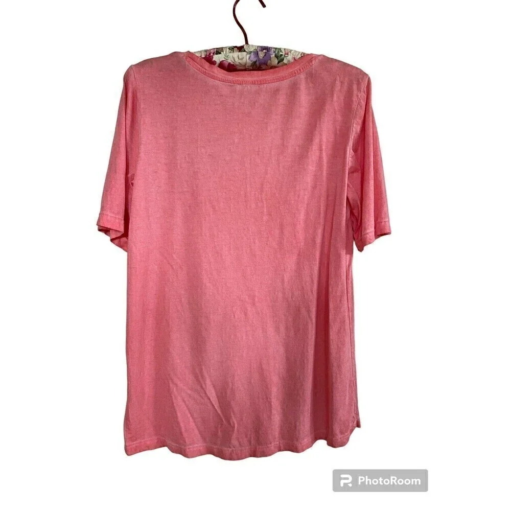 LOGO By Lorie Goldstein Coral Short Sleeve Top. Sz.S - Picture 2 of 4